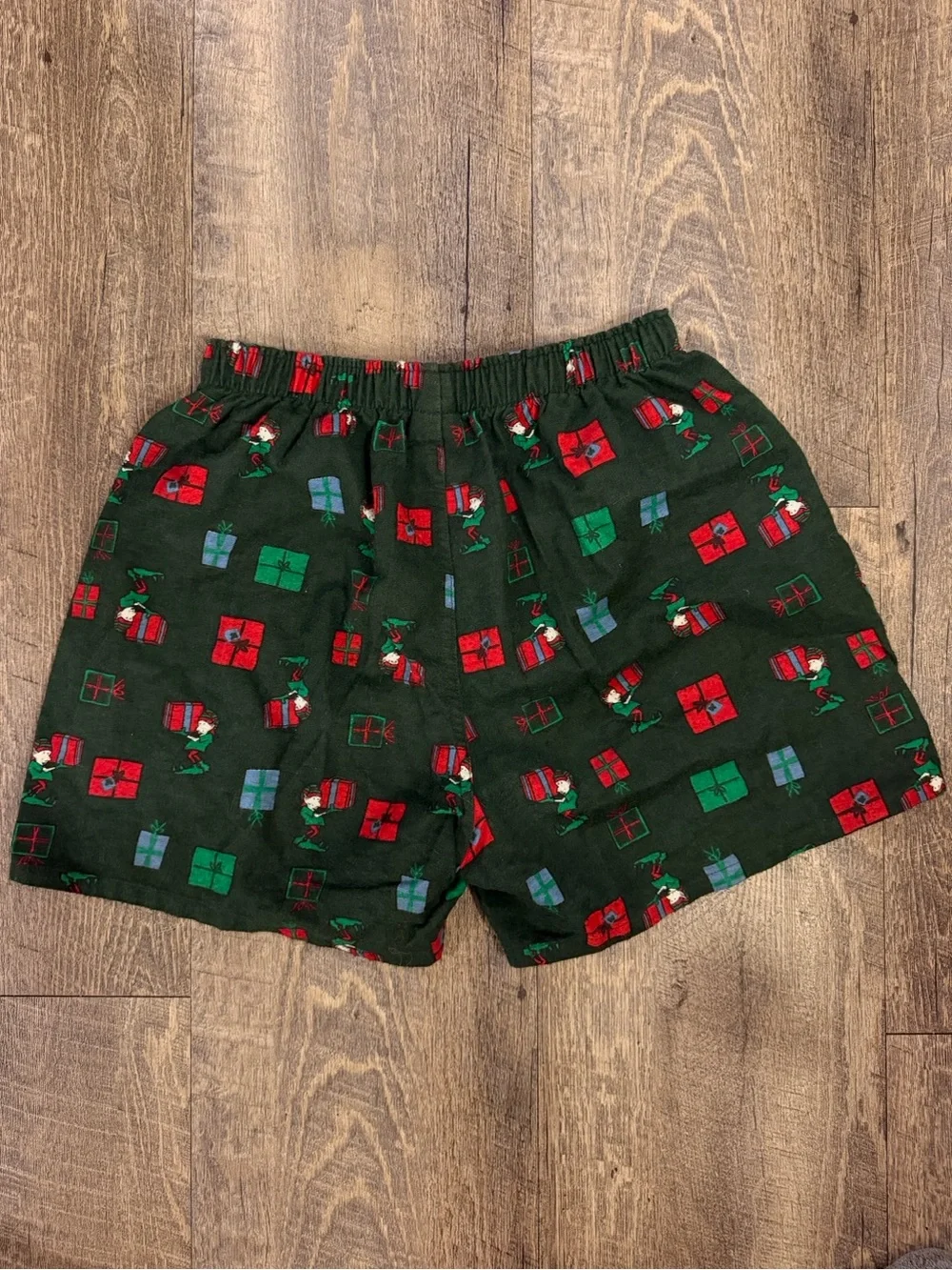Old Navy Dark Green Christmas Gift Print Cotton Boxer Shorts M